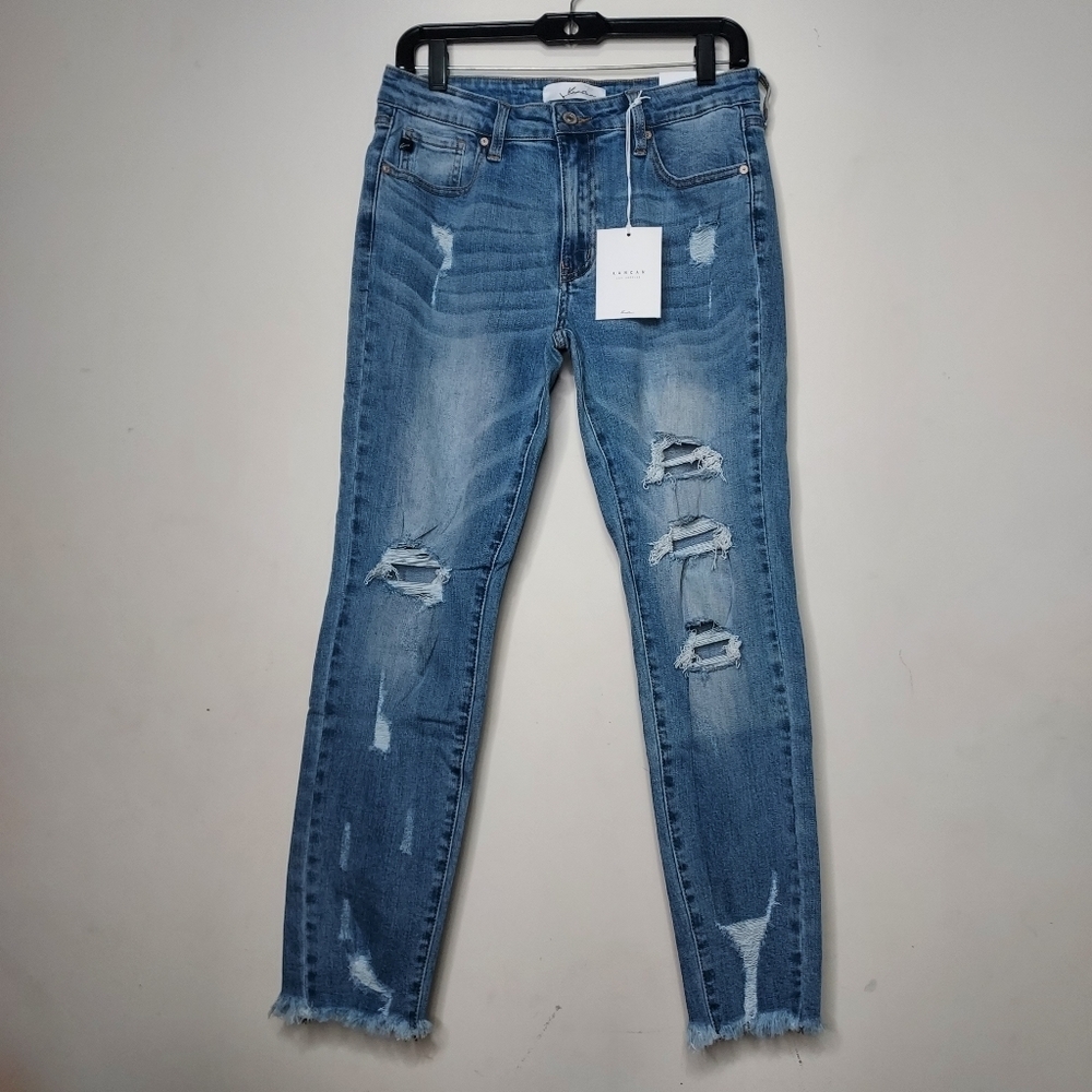 KanCan Mid Rise Ankle Skinny Raw Hem Distressed Jeans - size 11/29
